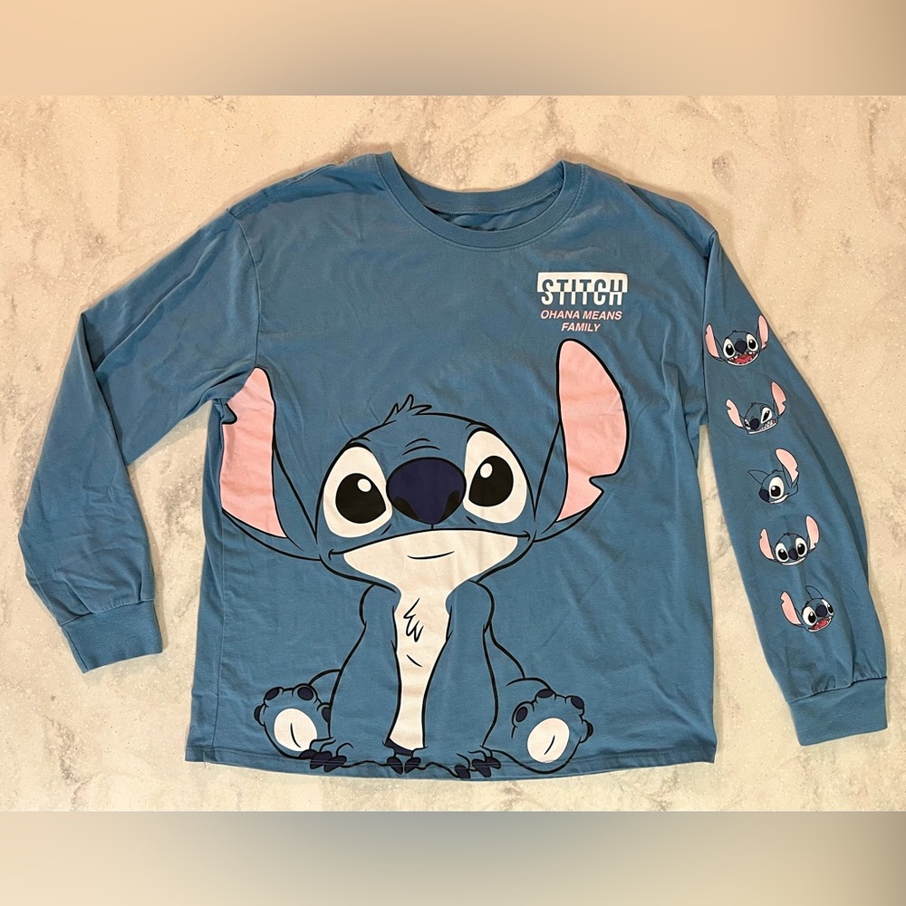 EUC Disney Stitch Graphic Long Sleeve T-Shirt Kids Size XL (15-17)
